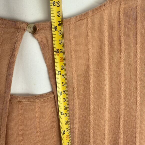 American Eagle Blouse Small Open Back Pumpkin Tiered Stripes Boho Peasant - Picture 15 of 16